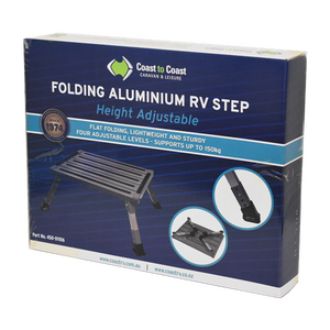 Coast Height Adjustable - Folding Aluminum RV Step (150KG Capacity)