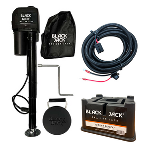 Black Jack MINI Electric Trailer Jack Bundle with Harness kit & Jockey Block