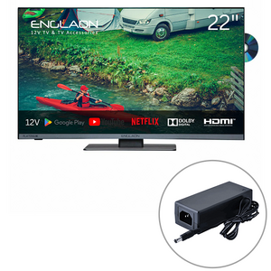 Englaon 22" Frameless Full HD Google Smart 12V TV With Built-in DVD player & Chromecast