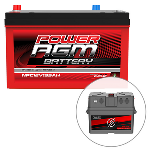 Power AGM 12V 135Ah Deep Cycle Battery Bundle with Portable Multi-Function Battery Box with LED light