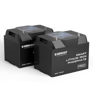 Renogy 12V 2 x 100Ah Pro Deep Cycle Lithium Iron Phosphate Battery with Bluetooth & Self-heating Function, Twin Pack