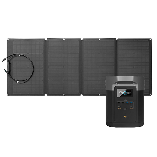 EcoFlow DELTA MAX Portable Power Station (168Ah@12V) Bundle with 160W Monocrystalline Folding Solar Panel